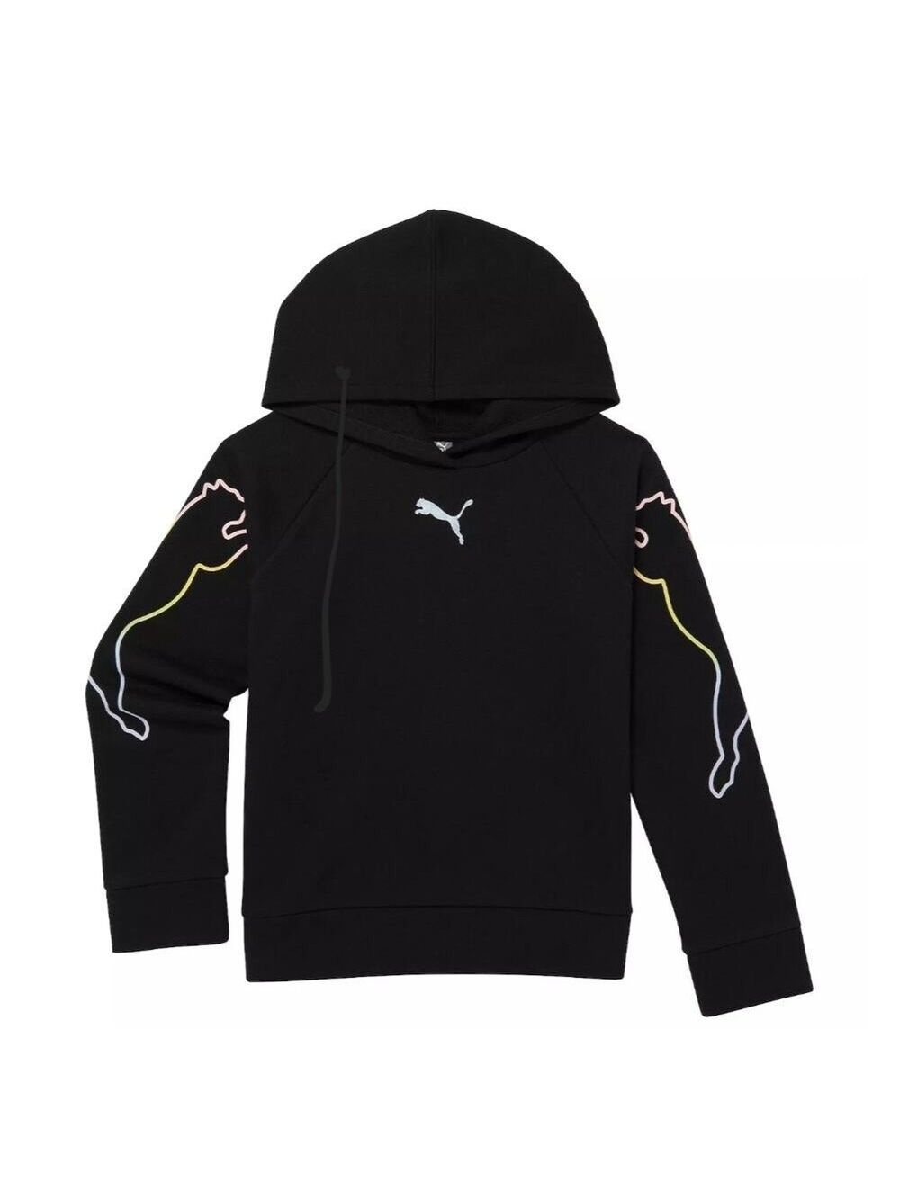 Puma Girls PUMA Motion Pullover Black Hoodie Sweatshirt Size Large